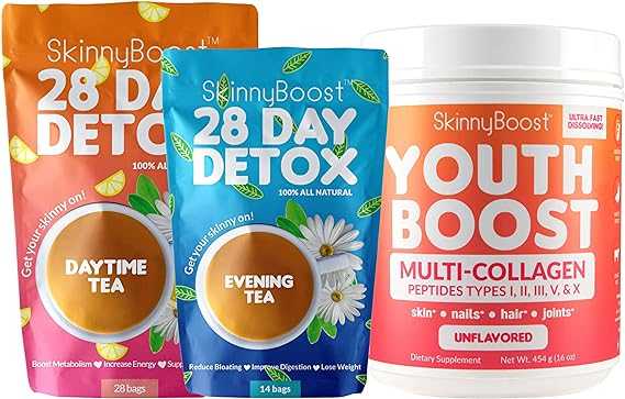 Skinny Boost 14-Day Detox Multi-Collagen is a dietary supplement designed to support overall health and wellness. It contains a blend of collagen peptides derived from multiple sources, providing essential amino acids and promoting joint, skin, hair, and nail health.